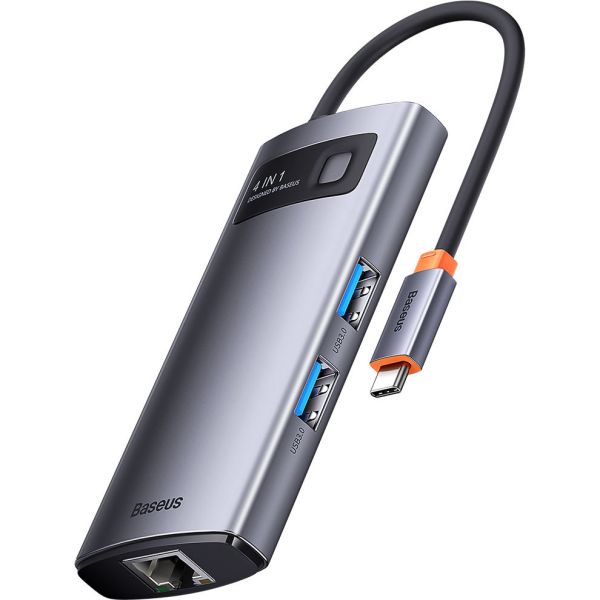 Adaptador Baseus 4 en 1 USB-C / USB-A X3 + RJ45 WKWG070113