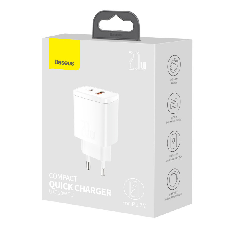 Adaptador De Carga Baseus Comapct 20w Usb-A -USb-C CCXJ-B02