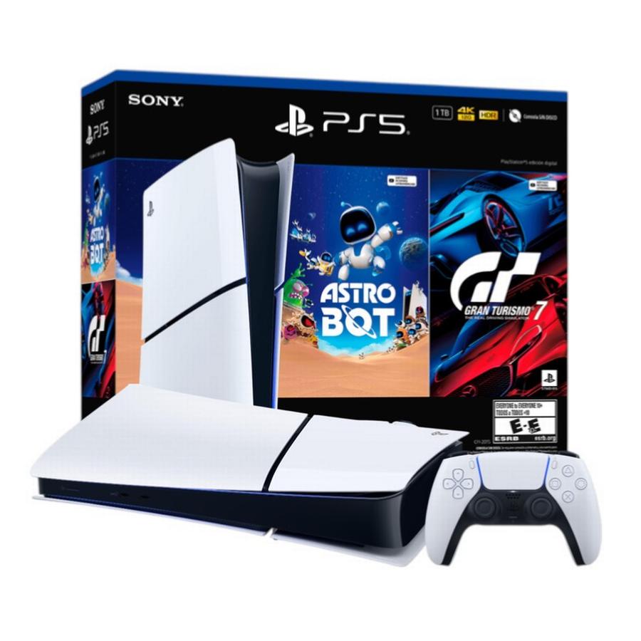 Consola PS5 PlayStation 5 Digital Sony Slim 1TB - Incluye 2 Juegos (Gran Turismo 7 + Astrobot)