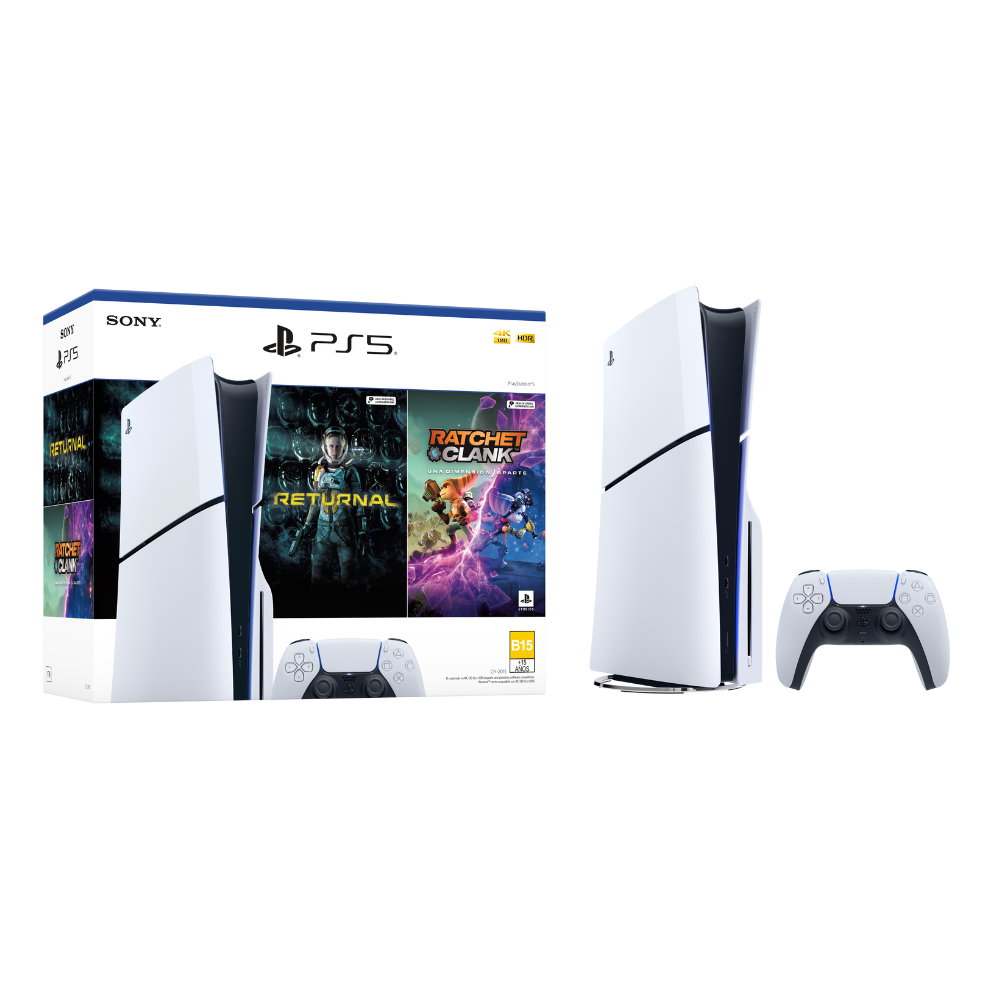 Consola PS5 PlayStation 5 Standart Sony Slim - Incluye 2 Juegos (Returnal + Ratchet & Clank)