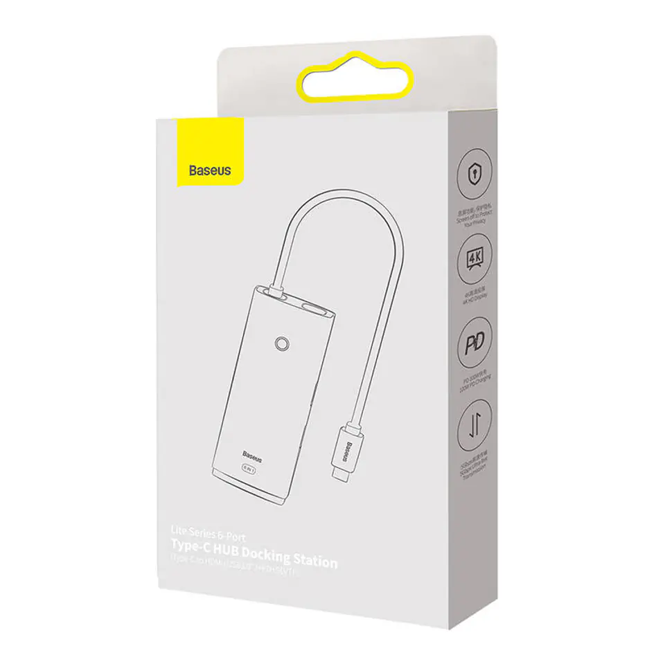 Adaptador Baseus 6 en 1 Usb-C HDMI+3*USB+PD+SD/TF WKQX050101