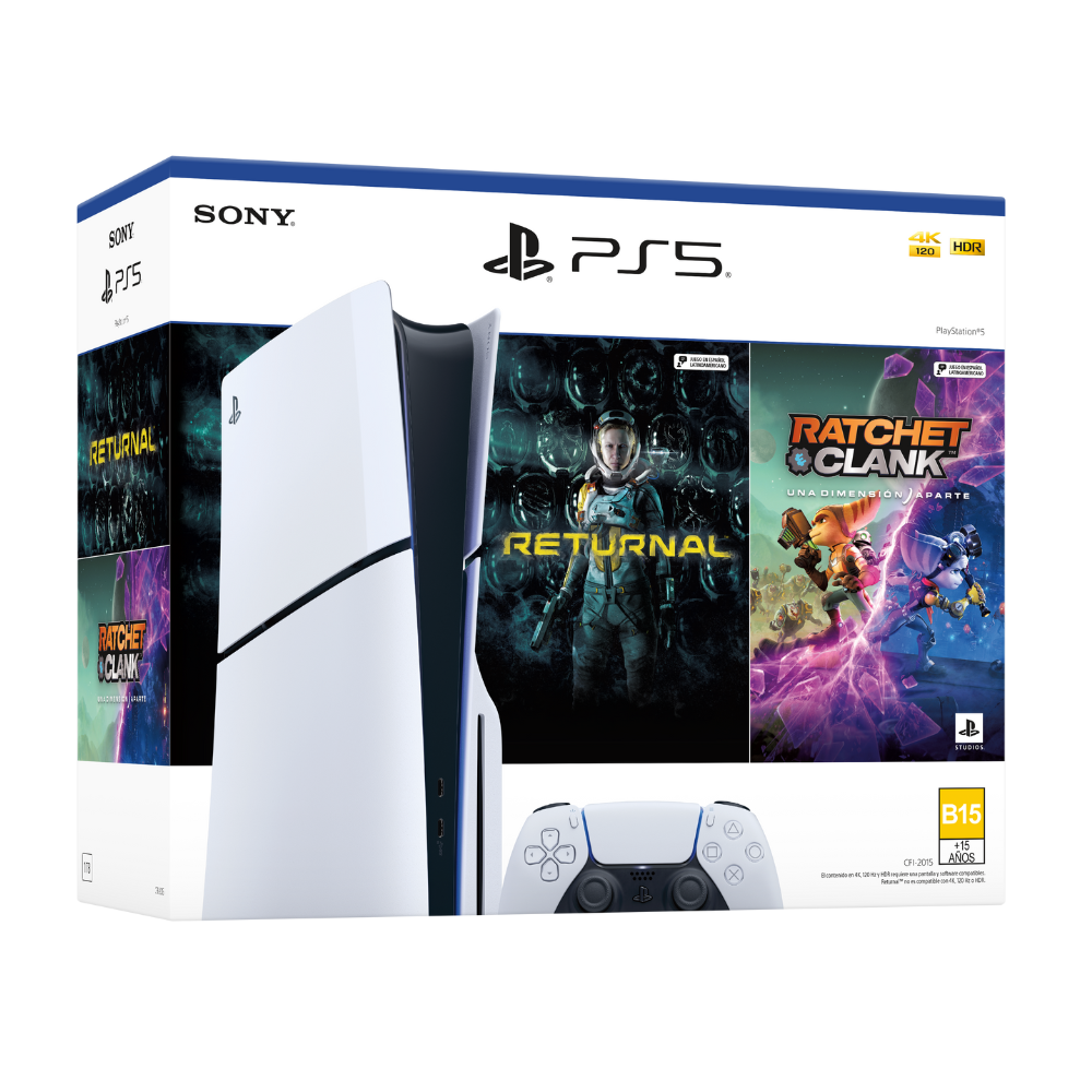 Consola PS5 PlayStation 5 Standart Sony Slim - Incluye 2 Juegos (Returnal + Ratchet & Clank)