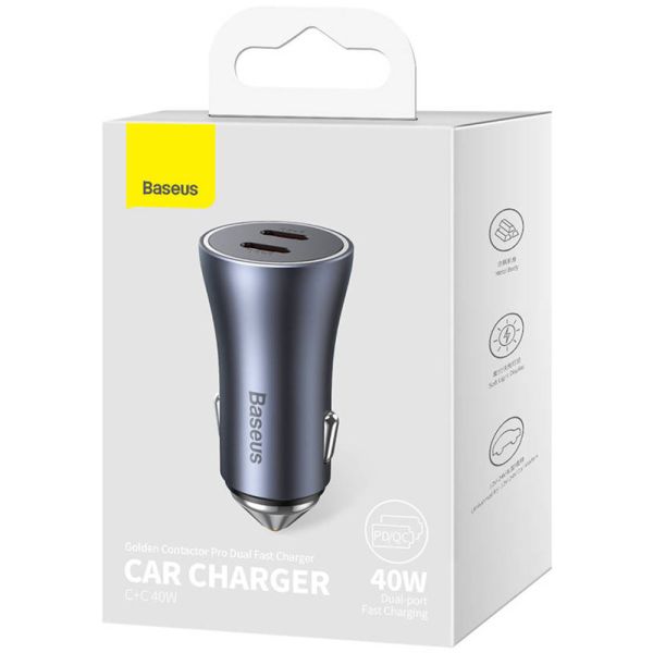 Cargador Para Auto Baseus 40W Dual Usb-C CGJP000013
